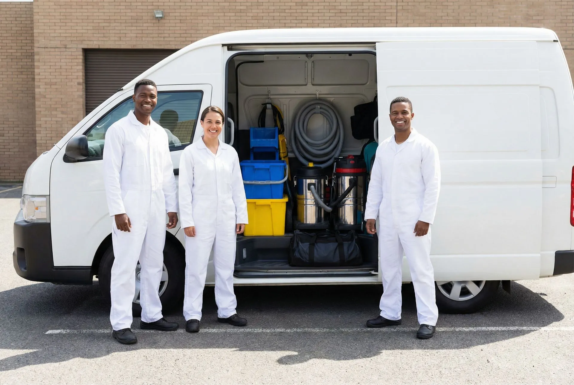 Equipo de limpieza por incendio en Málaga